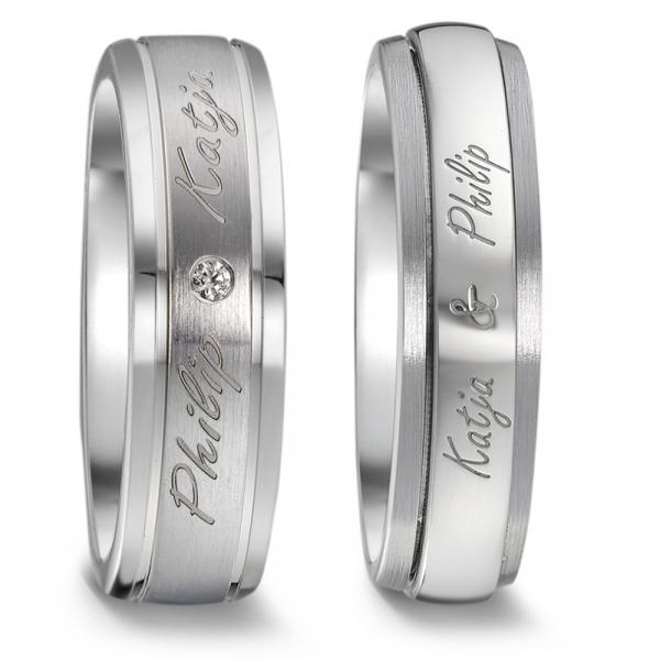 Trauringe Weissgold von Weidner 62388 + 72388